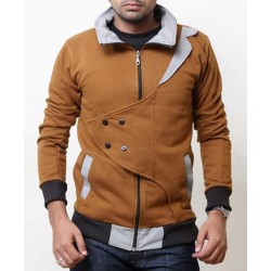 Brown Checkered Collar Designer Flap Mock